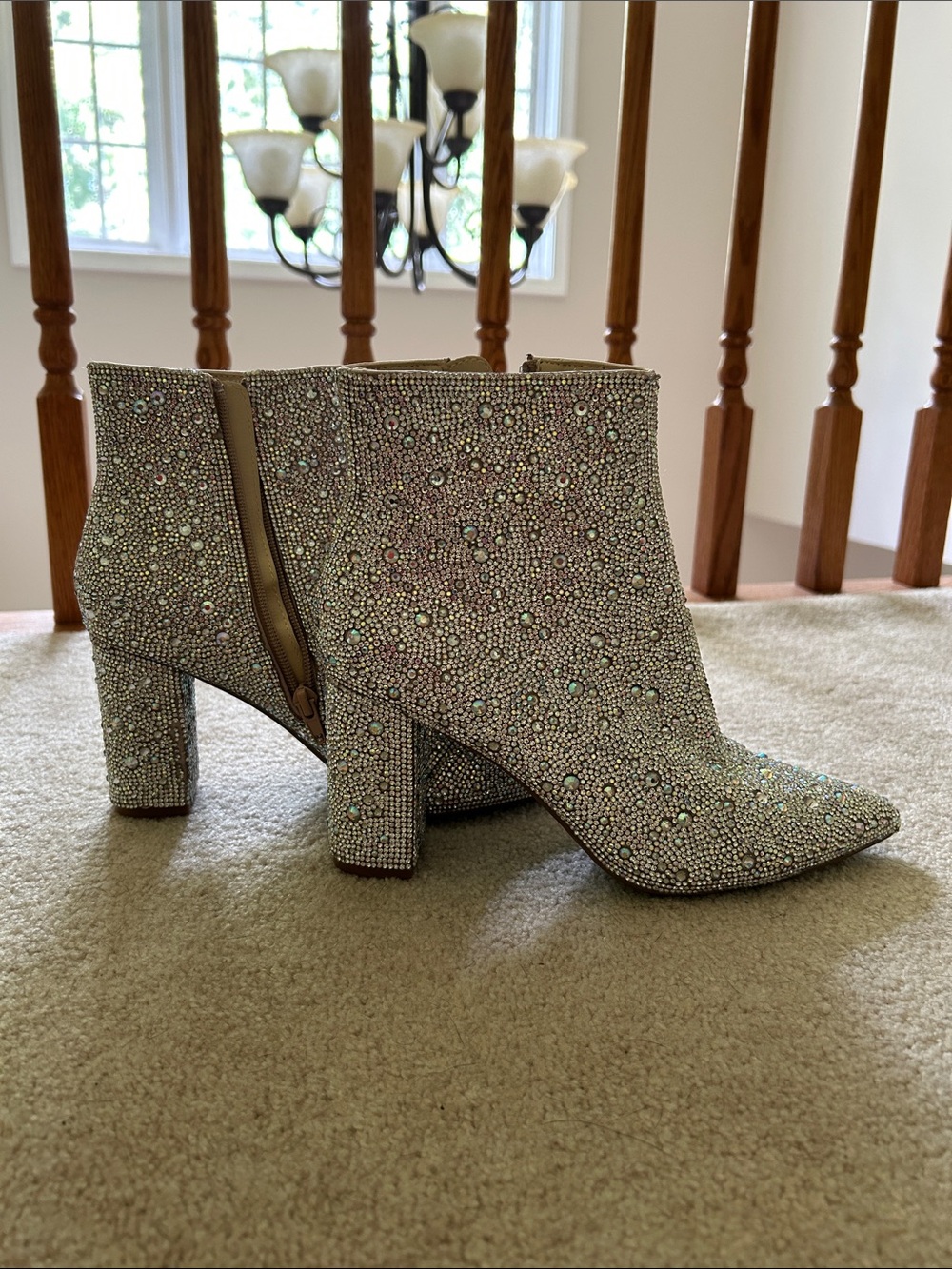 Betsey Johnson Silver Crystal Embellished Ankle Booties